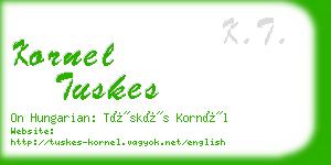 kornel tuskes business card